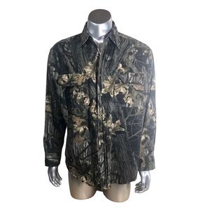 Game Winner Sports Wear Mens XL Button Front Long Sleeve Mossy Oak Camo Shirt